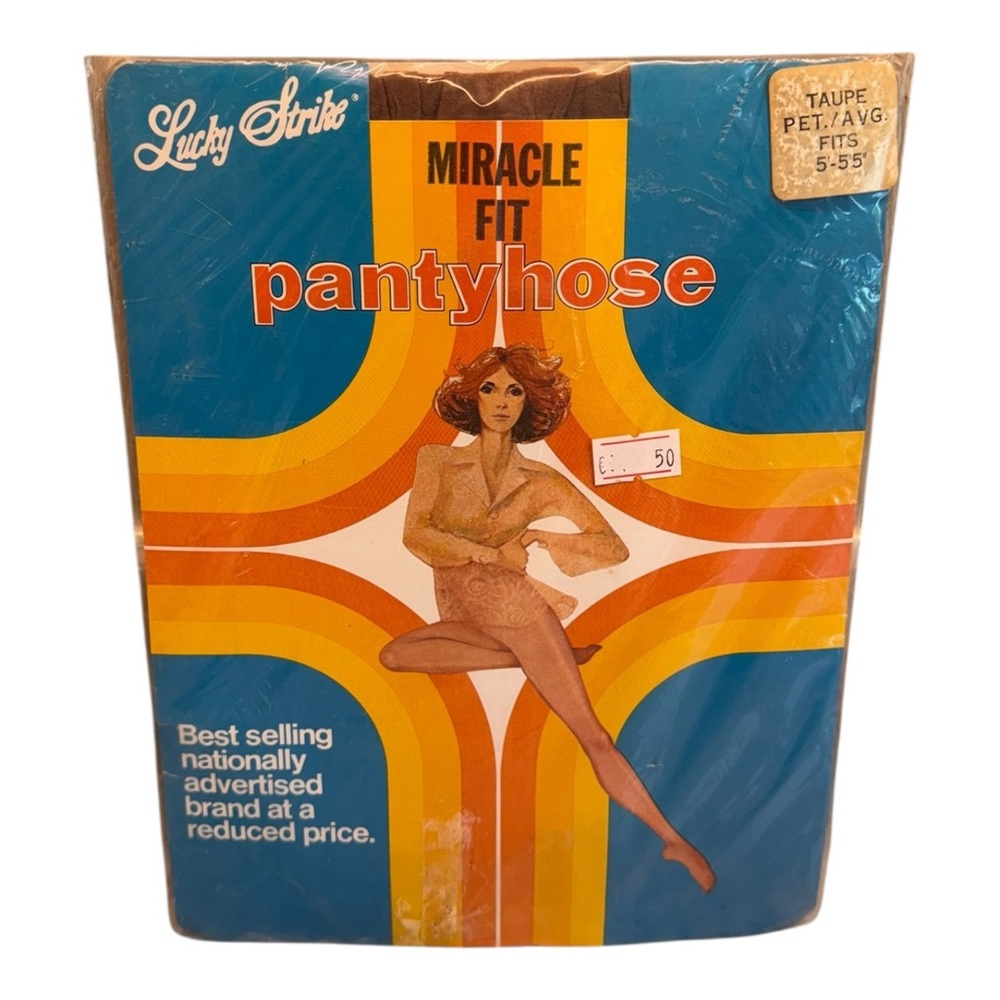 Vintage Lucky Strike Miracle Fit Pantyhose Size Petite/Average Taupe